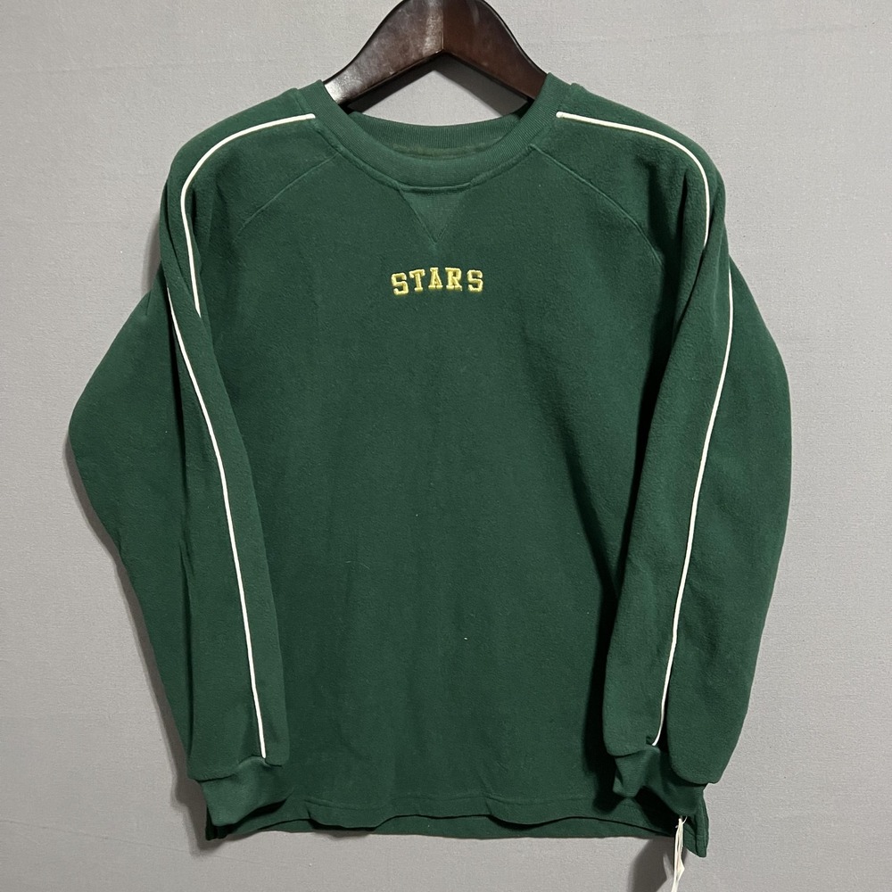 MightyMac Sports Sweatshirt Mens Large Green Fleece STARS Embroidered Pullover